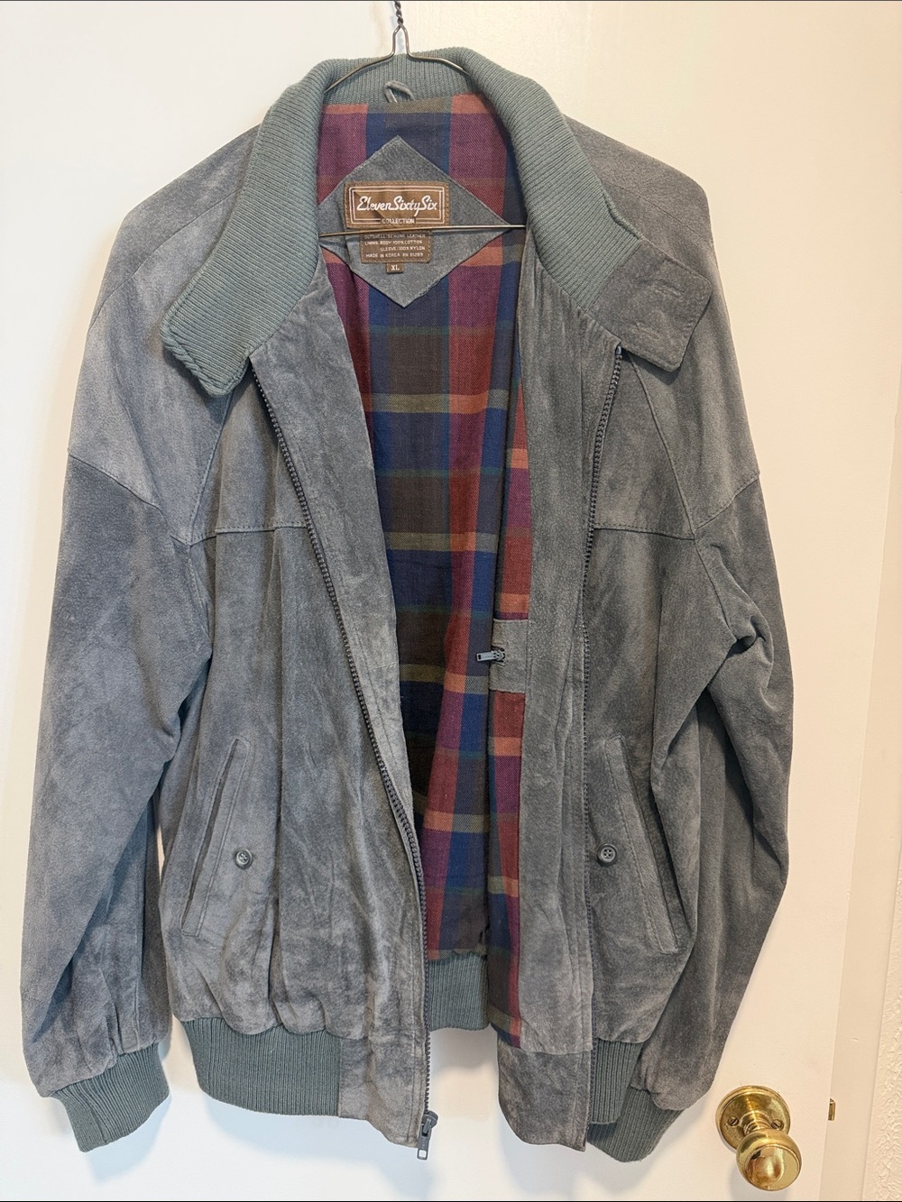 Suede Bomber Jacket - Gray